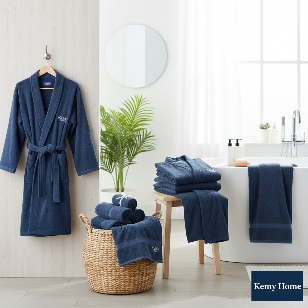 Zamansız Tasarımlı Bornoz & Havlu Seti